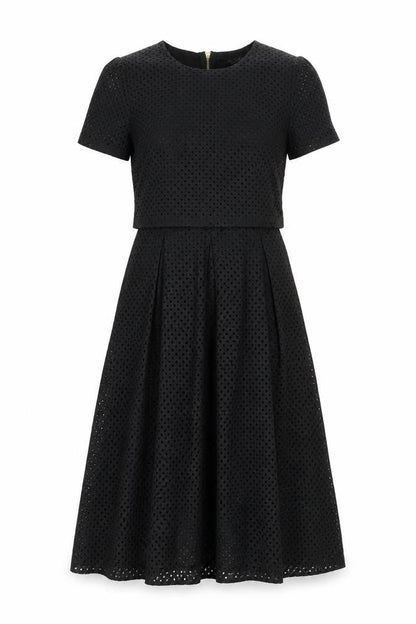 Miss Selfridge Womens Black Cotton A-Line Size 8 Round Neck Zip