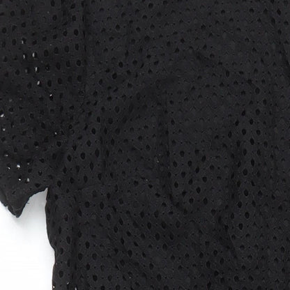 Miss Selfridge Womens Black Cotton A-Line Size 8 Round Neck Zip