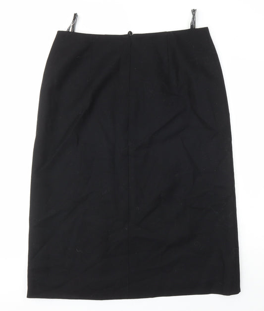 Seda Modell Womens Black Viscose A-Line Skirt Size 46 in Zip