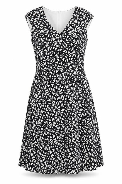 Anne Klein Womens Multicoloured Geometric Polyester A-Line Size 6 V-Neck