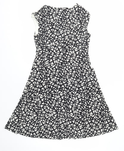 Anne Klein Womens Multicoloured Geometric Polyester A-Line Size 6 V-Neck