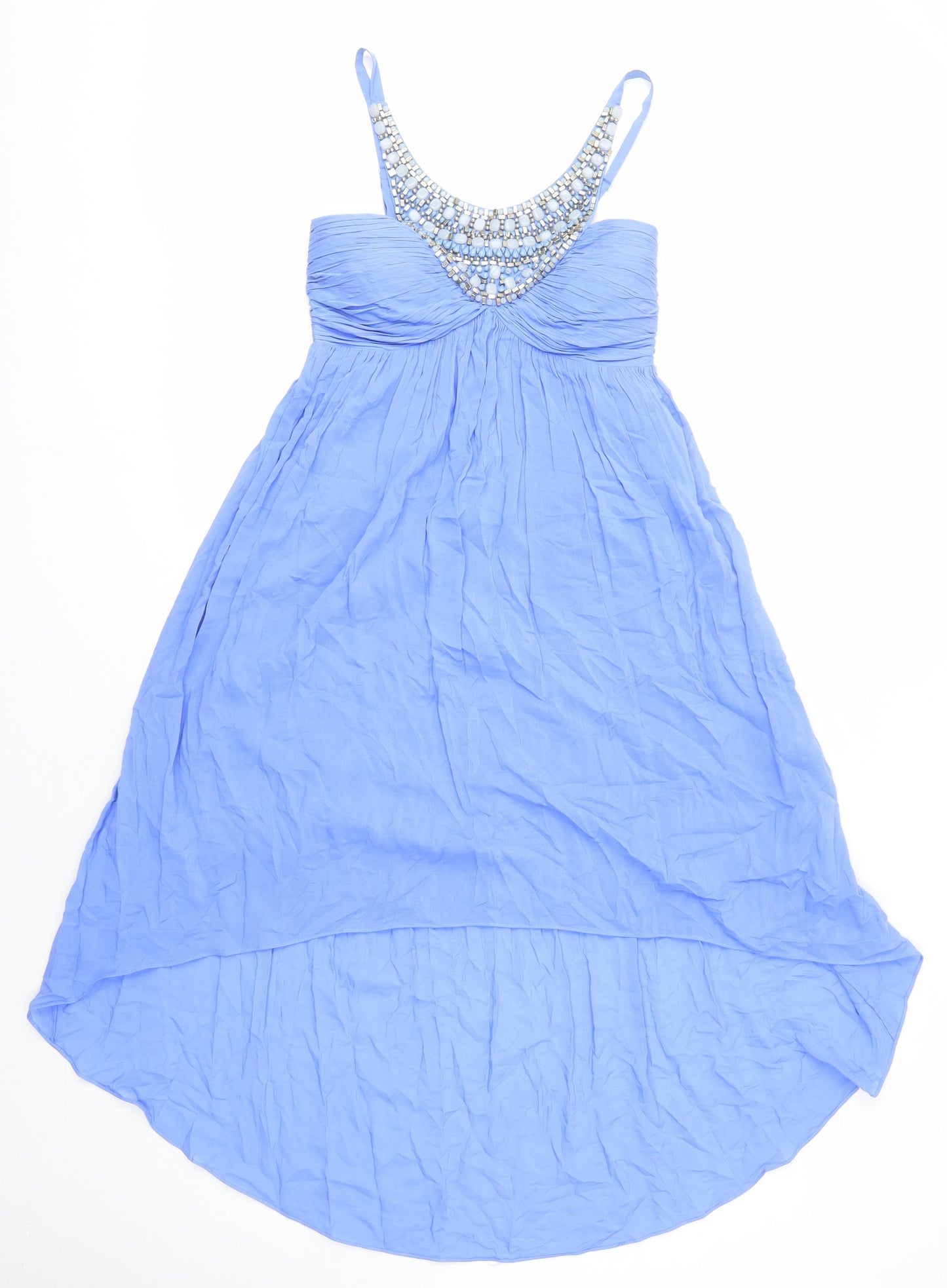Forever New Womens Blue Viscose A-Line Size 6 Scoop Neck - Beaded detail