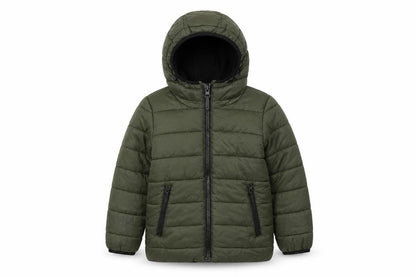 Front view of Next boys’ gold ikat puffer jacket coat, size 3, years