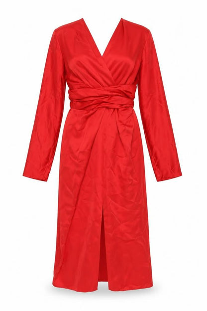 ASOS Womens Red Polyester A-Line Size 14 V-Neck Zip