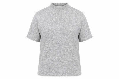 Marks & Spencer Womens Grey Viscose Basic T-Shirt Size 14 Mock Neck