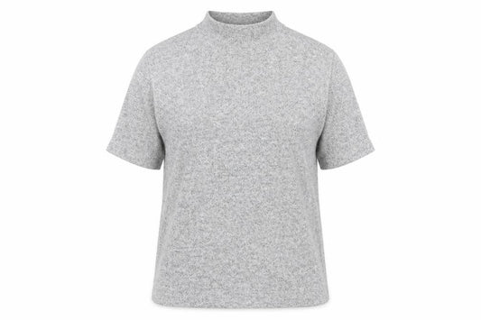 Marks & Spencer Womens Grey Viscose Basic T-Shirt Size 14 Mock Neck