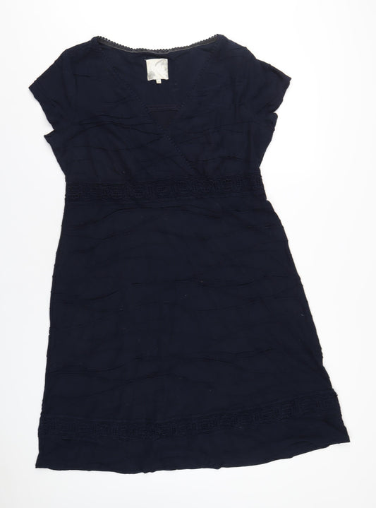 RJR.John Rocha Womens Blue Polyethylene A-Line Size 16 V-Neck Pullover