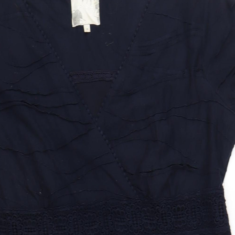 RJR.John Rocha Womens Blue Polyethylene A-Line Size 16 V-Neck Pullover