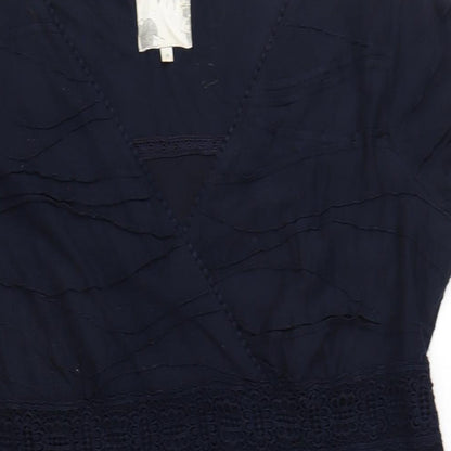 RJR.John Rocha Womens Blue Polyethylene A-Line Size 16 V-Neck Pullover