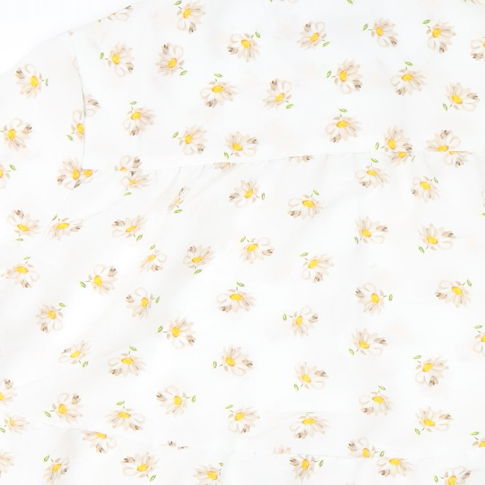 Yours Womens White Floral Polyester Basic Button-Up Size 18 Collared