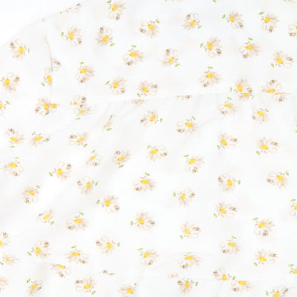 Yours Womens White Floral Polyester Basic Button-Up Size 18 Collared