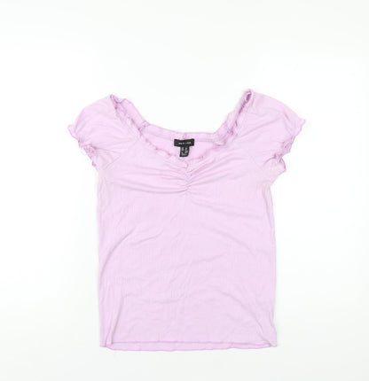Womens UK Size 12 New Look Purple Basic T-Shirt