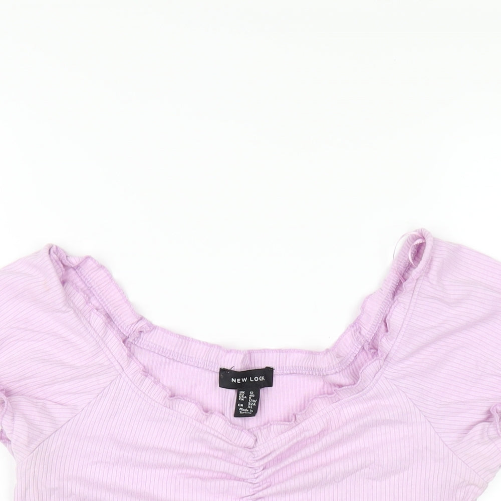 Womens UK Size 12 New Look Purple Basic T-Shirt