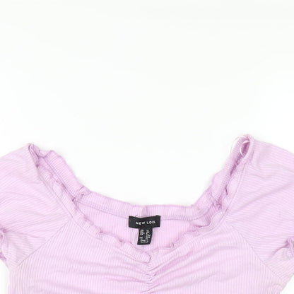 Womens UK Size 12 New Look Purple Basic T-Shirt