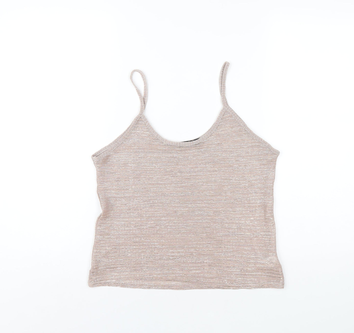 Boohoo Womens Pink Polyester Camisole T-Shirt Size 10 Scoop Neck