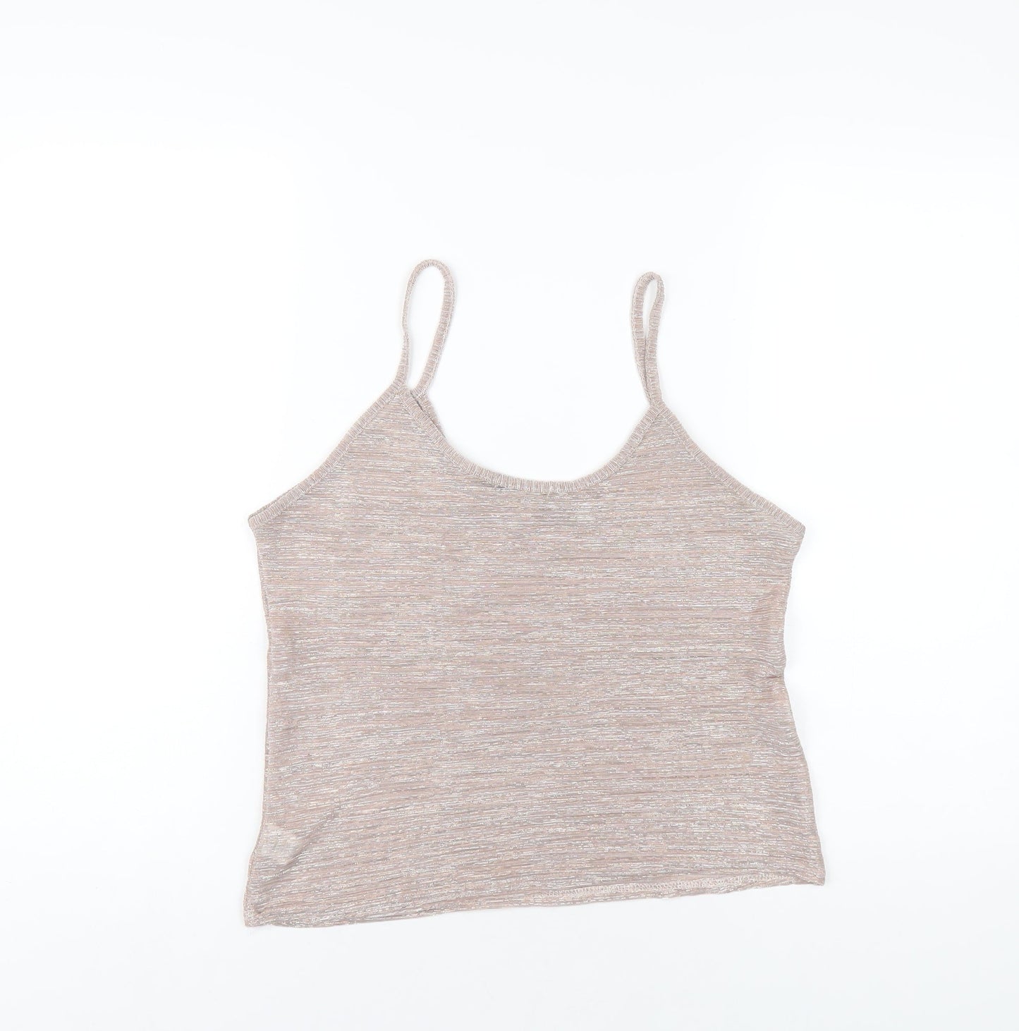 Boohoo Womens Pink Polyester Camisole T-Shirt Size 10 Scoop Neck