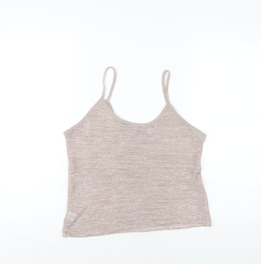 Boohoo Womens Pink Polyester Camisole T-Shirt Size 10 Scoop Neck