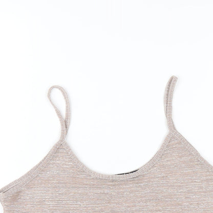 Boohoo Womens Pink Polyester Camisole T-Shirt Size 10 Scoop Neck