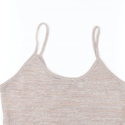Boohoo Womens Pink Polyester Camisole T-Shirt Size 10 Scoop Neck