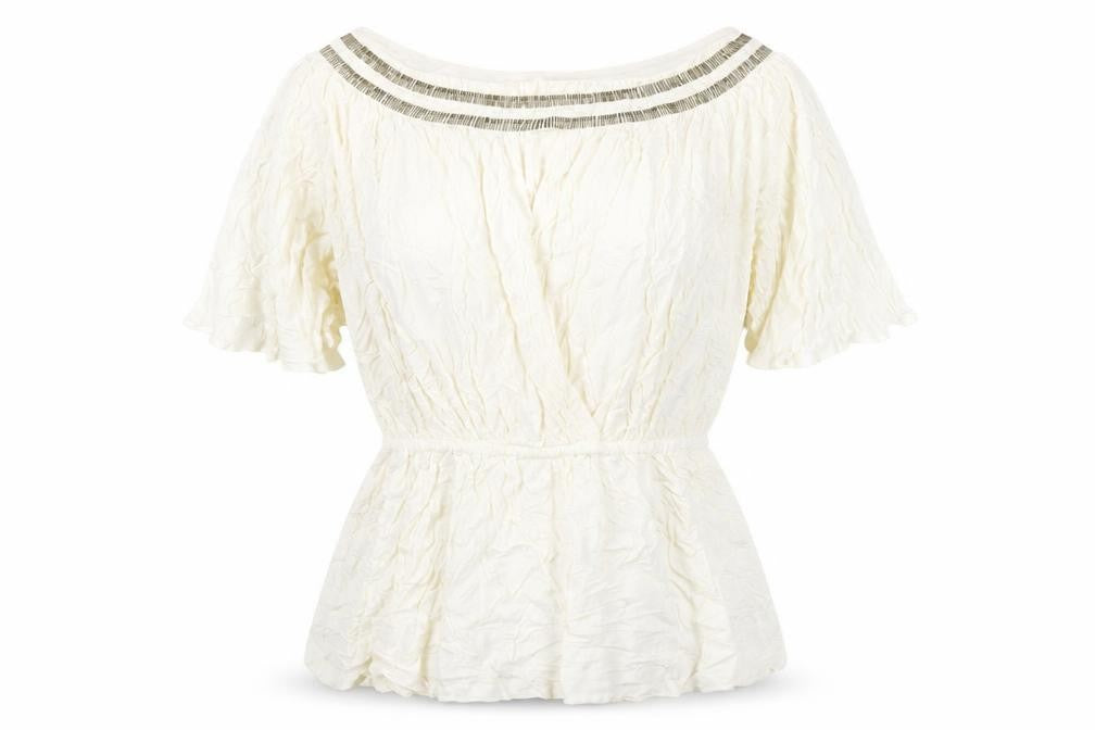 Next Womens Ivory Viscose Basic T-Shirt Size 12 Round Neck