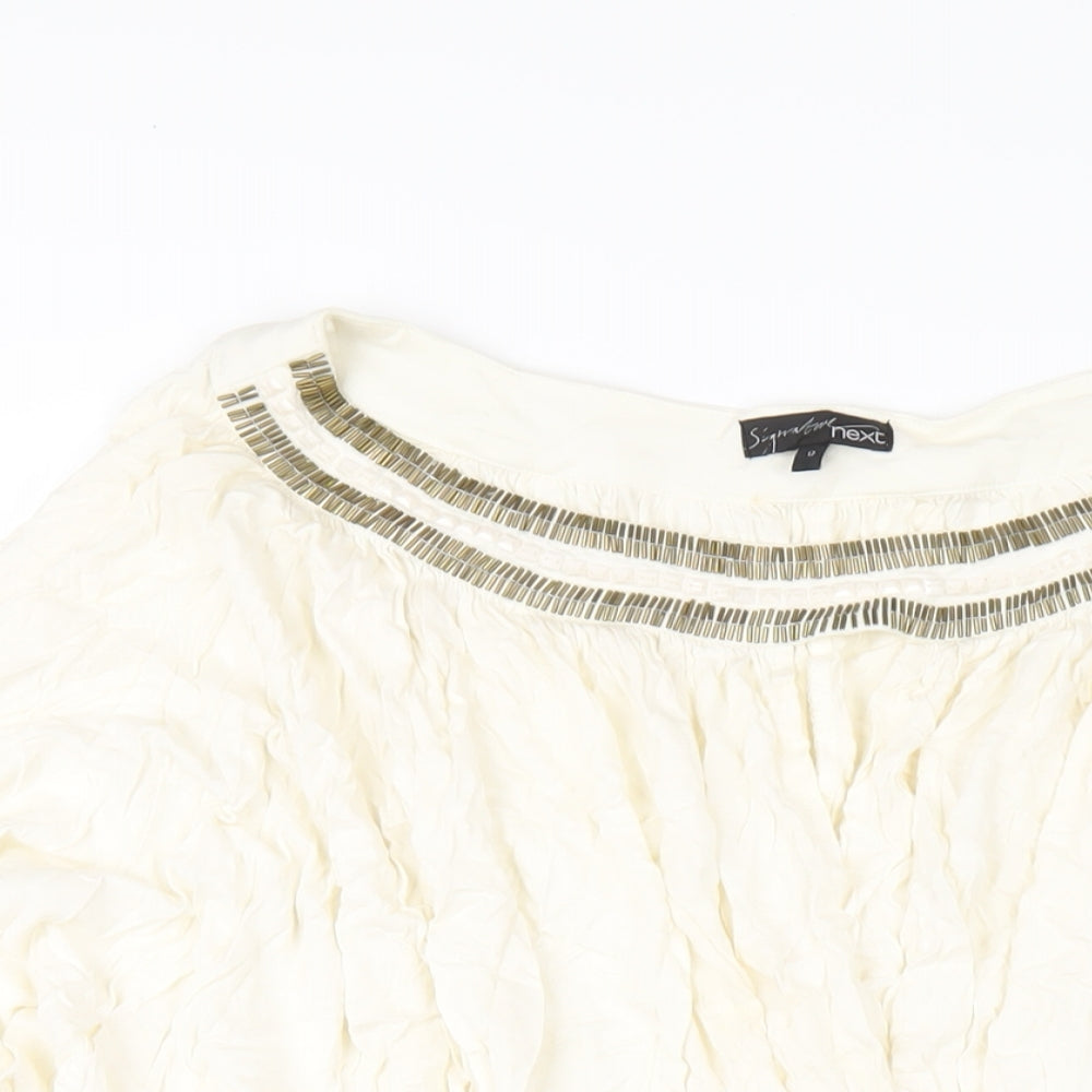 Womens UK Size 12 NEXT Ivory Basic T-Shirt