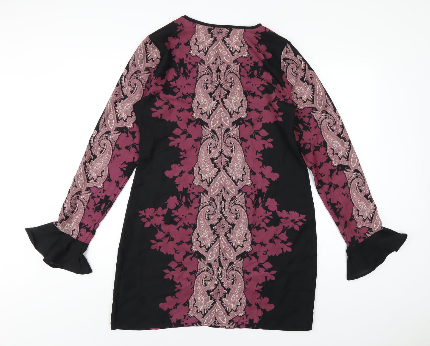 Band of Gypsies Womens Purple Geometric Polyester A-Line Size 12 V-Neck Pullover