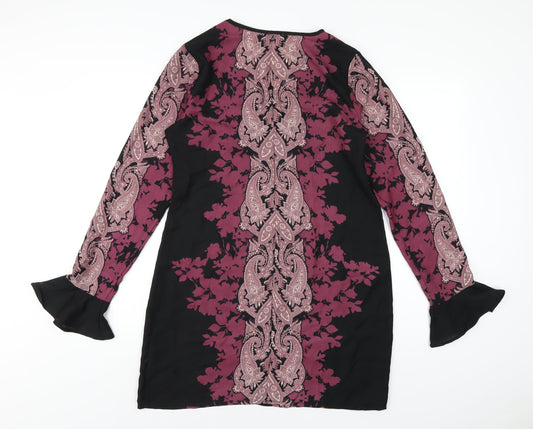 Band of Gypsies Womens Purple Geometric Polyester A-Line Size 12 V-Neck Pullover