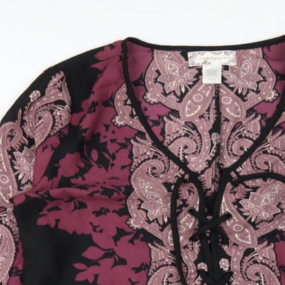 Band of Gypsies Womens Purple Geometric Polyester A-Line Size 12 V-Neck Pullover