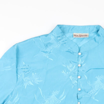 Bonmarché Womens Blue Polyester Basic Button-Up Size 22 Mock Neck