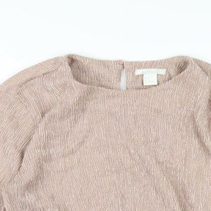 H&M Womens Pink Polyester Basic T-Shirt Size M Round Neck