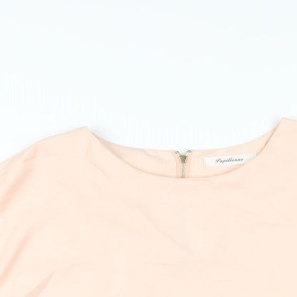 Papillon Womens Pink Polyester Basic T-Shirt Size M Round Neck