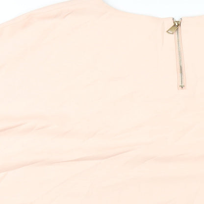 Papillon Womens Pink Polyester Basic T-Shirt Size M Round Neck
