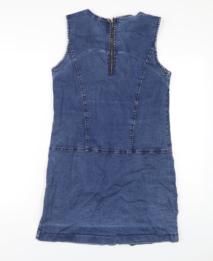 Thought Womens Blue Cotton A-Line Size 12 Roll Neck Zip