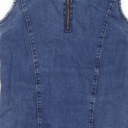 Thought Womens Blue Cotton A-Line Size 12 Roll Neck Zip