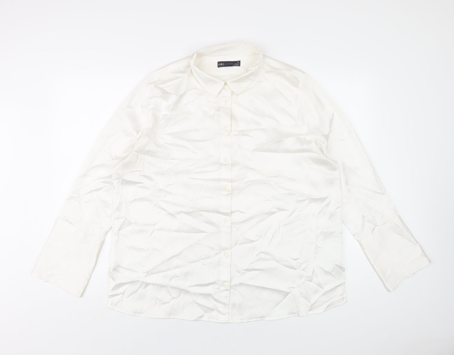 Womens UK Size 16 Marks and Spencer White Basic Button-Up