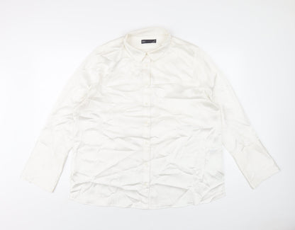 Womens UK Size 16 Marks and Spencer White Basic Button-Up