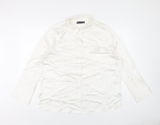 Womens UK Size 16 Marks and Spencer White Basic Button-Up