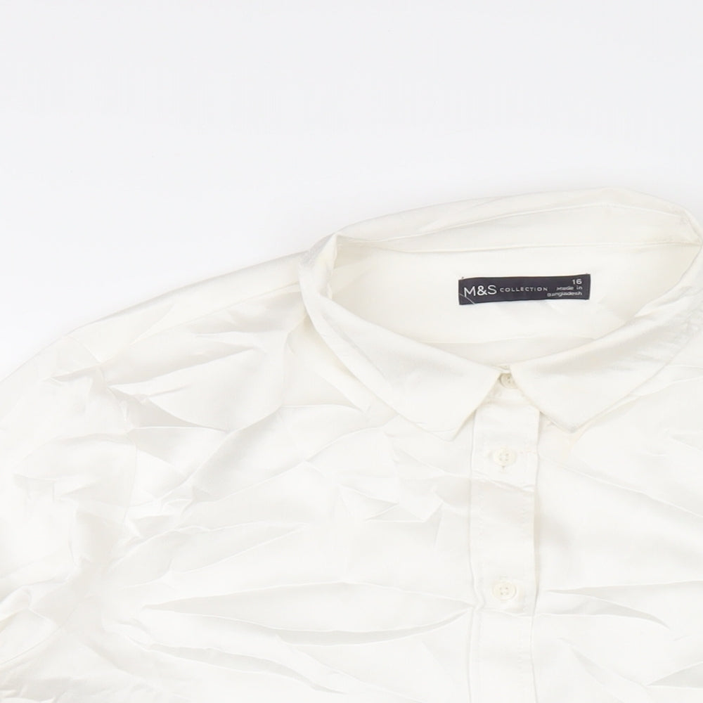 Womens UK Size 16 Marks and Spencer White Basic Button-Up