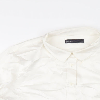 Womens UK Size 16 Marks and Spencer White Basic Button-Up
