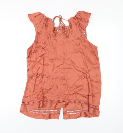 Womens UK Size 14 Per Una Orange Basic T-Shirt