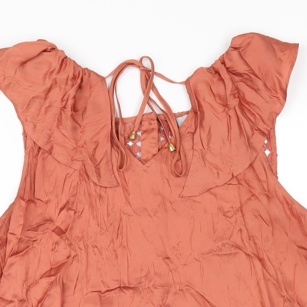 Womens UK Size 14 Per Una Orange Basic T-Shirt