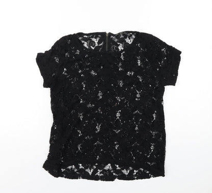 Womens UK Size M Zara Black Basic T-Shirt