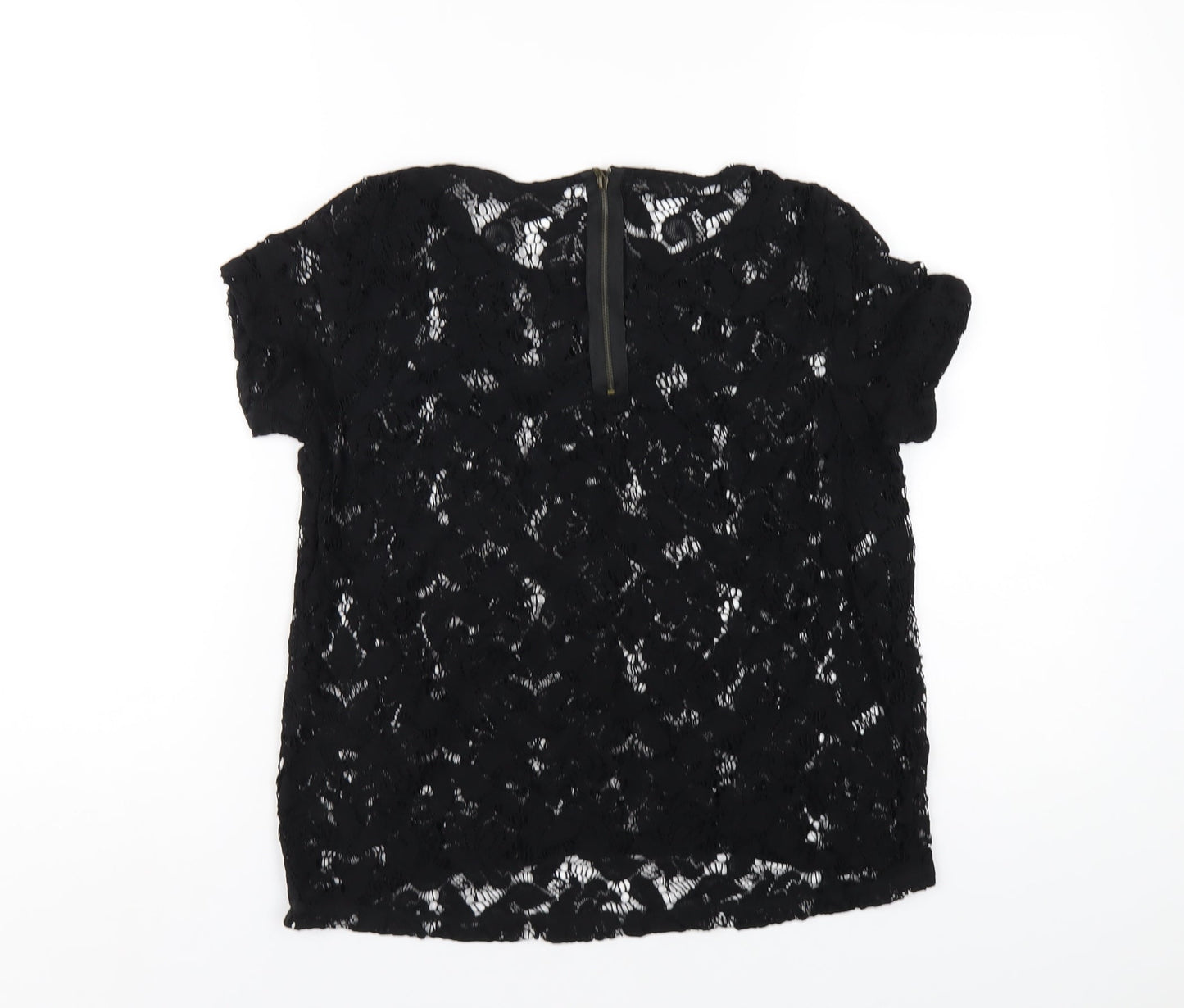 Womens UK Size M Zara Black Basic T-Shirt