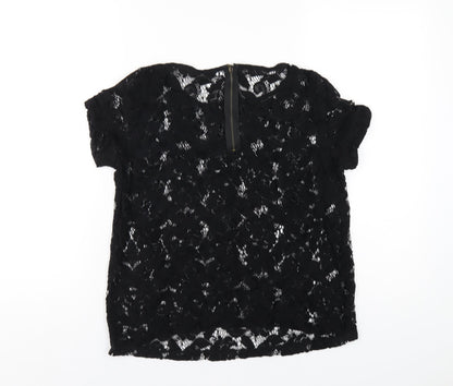 Womens UK Size M Zara Black Basic T-Shirt