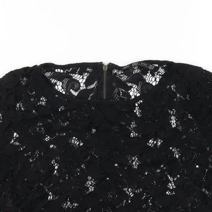 Womens UK Size M Zara Black Basic T-Shirt