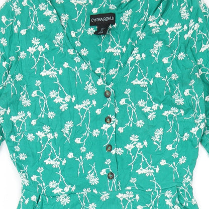 Cynthis Rowley Womens Green Geometric Viscose A-Line Size S V-Neck Pullover