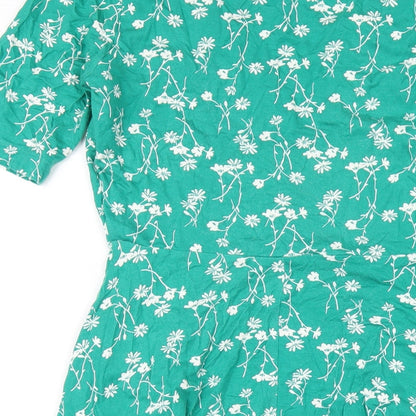 Cynthis Rowley Womens Green Geometric Viscose A-Line Size S V-Neck Pullover