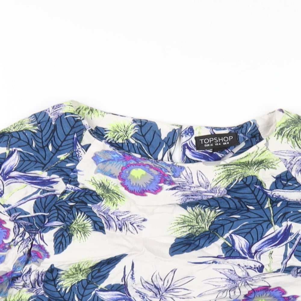 Womens UK Size 8 Topshop Multicoloured Basic T-Shirt