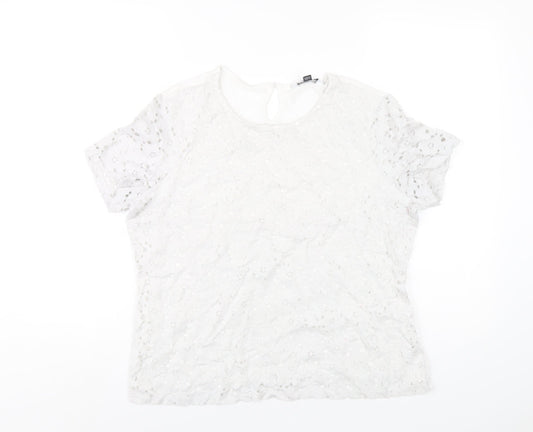 Womens UK Size 16 Dorothy Perkins White Basic T-Shirt