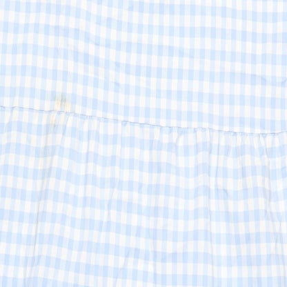 New Look Womens Blue Check Polyester A-Line Size 14 Square Neck Pullover